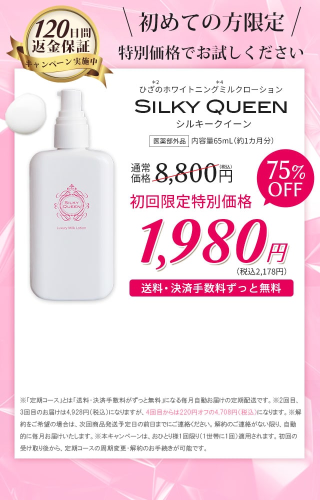 シルキークイーン ホワイトニングミルク 60ml 8本 ひざのホワイトニングミルクローション｜シルキークイーン